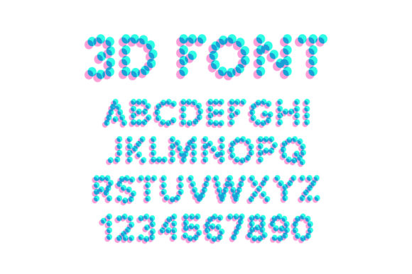 3D Effect Pixel Stereo Font Vector