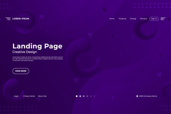 Abstract Landing Page Background with Gradient Fluid Shape