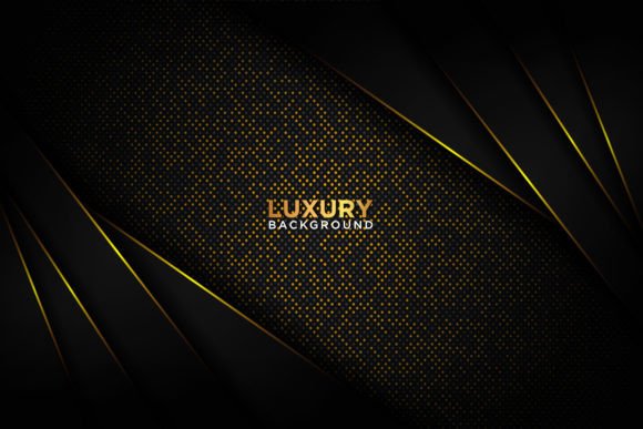 Abstract Luxury Dark Background: Golden Lines & Glowing Dots Vector