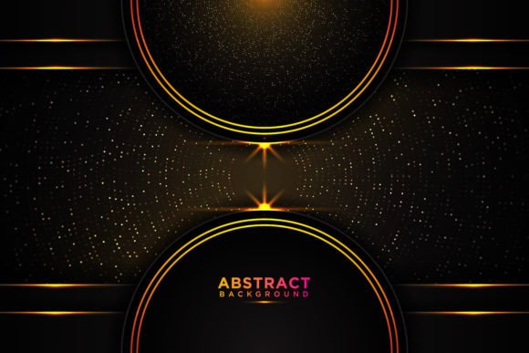 Dark Abstract Background Overlay Layers & Golden Accents