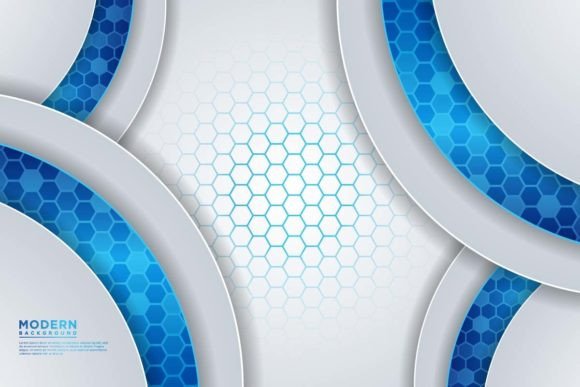 Modern Blue Hexagon Circle Background for Design