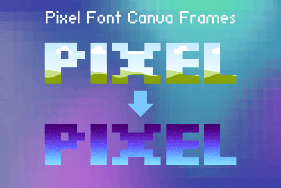 Pixel Font Canva Frames Alphabet: Creative Design Asset