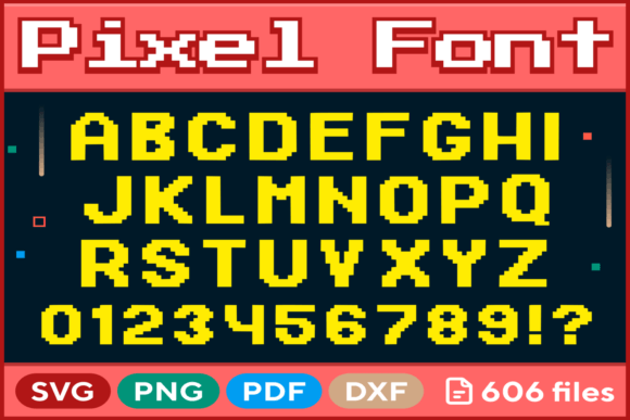 Pixel Font Svg Png Pdf Dxf Alphabet for Crafting