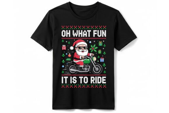 Santa Motorcycle Christmas T-Shirt: A Bold Holiday Design